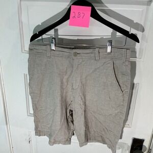 Express Linen Blend Shorts Lightweight Casual‎ Chino Khaki Beige Size 32